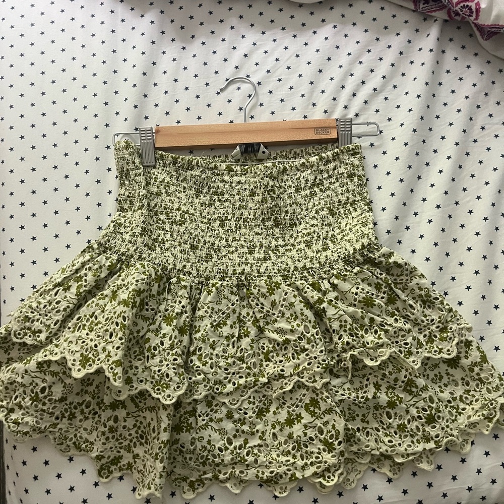 Zara green print skirt